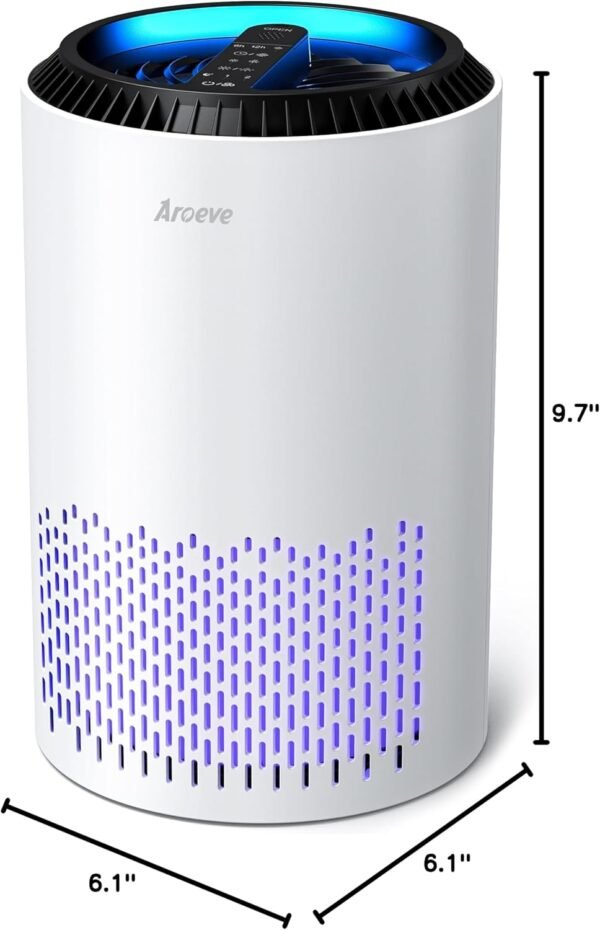 AROEVE Air Purifiers for Bedroom Home, Air Purifier For Smoke Pollen Dander Hair Smell Air Cleaner with Sleep Mode Speed Control For Bedroom Office, MK01- White(Available for California) - Image 10